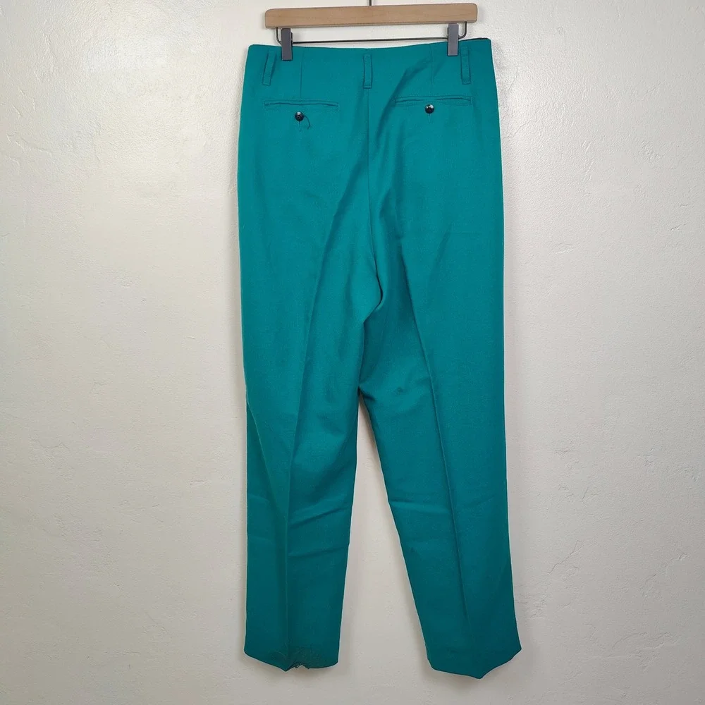 Vintage 90s JNCO Pants Mens 32‎ Teal Pleated Tapered Wool Blend Retro Streetwear
